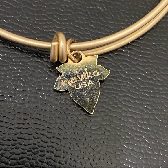 NAVIKA USA Gold-tone Maple Leaf CZ Charm Bangle Bracelet - Picture 9 of 12